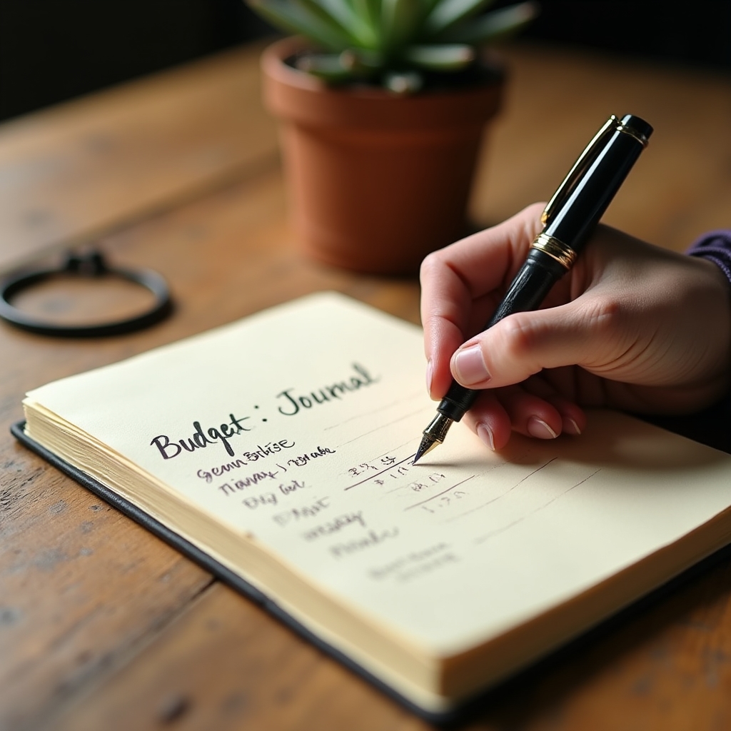 Nahaufnahme von jemandem, der handschriftliche Notizen auf Papier macht, warmes Licht
